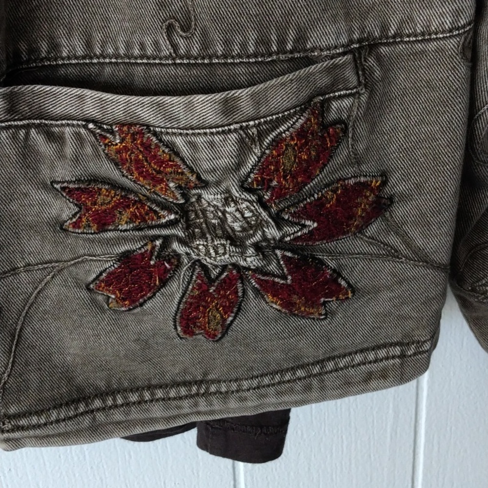 Chico's Brown Embroidered Jean Jacket - Picture 9 of 11